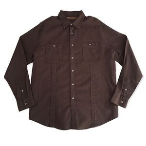 🆕Perry Ellis Men’s Brown Long Sleeve Button Down Shirt